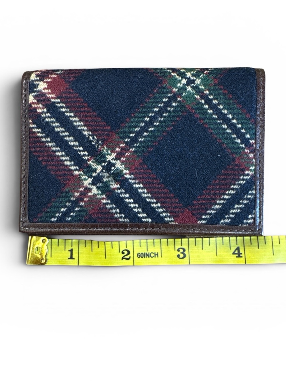 Brooks Brothers Plaid Card Holder - Navy, Green & Burgundy